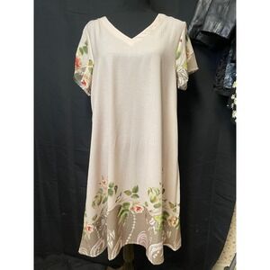 HEKKA Womens Cream Floral Sheath Dress Size M Modest‎ Cottagecore Chic